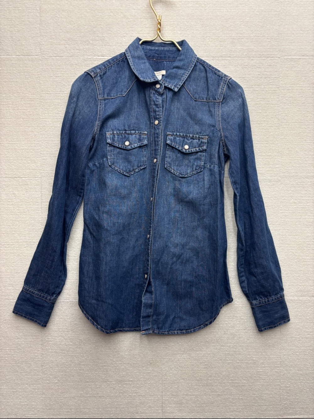 J Crew | Classic Denim Button-Up Shirt - Blue 00 linen blend